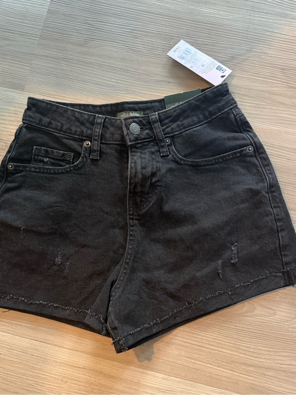 wild fable Black High-Rise Distressed Denim Shorts